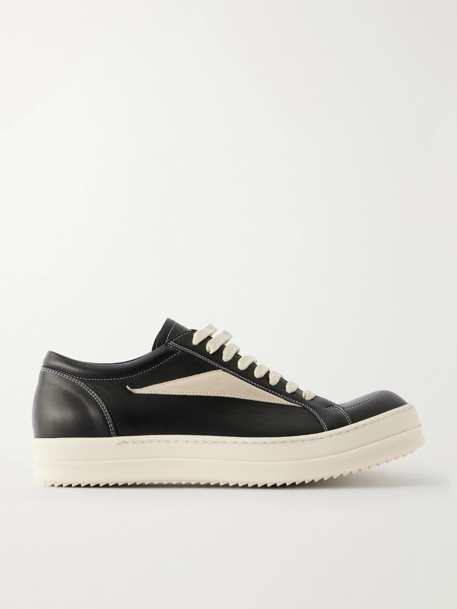 Vintage Suede-Trimmed Leather and Rubber Sneakers Black - 1
