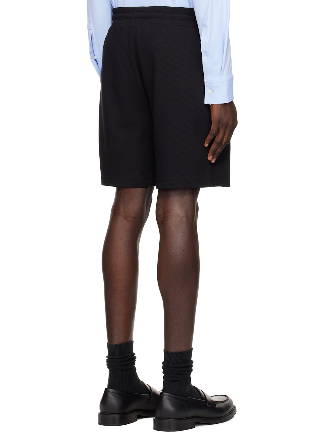 Black Cotton-Blend Shorts - 3