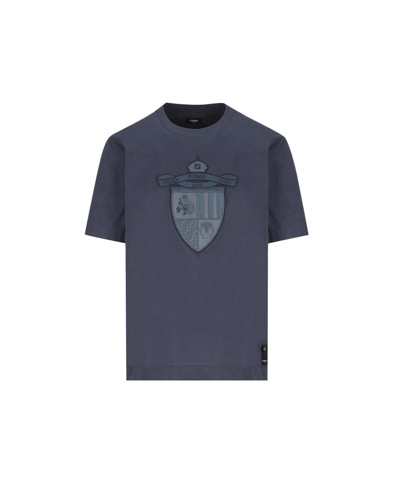 Crest Embroidered Crewneck T-shirt - 1