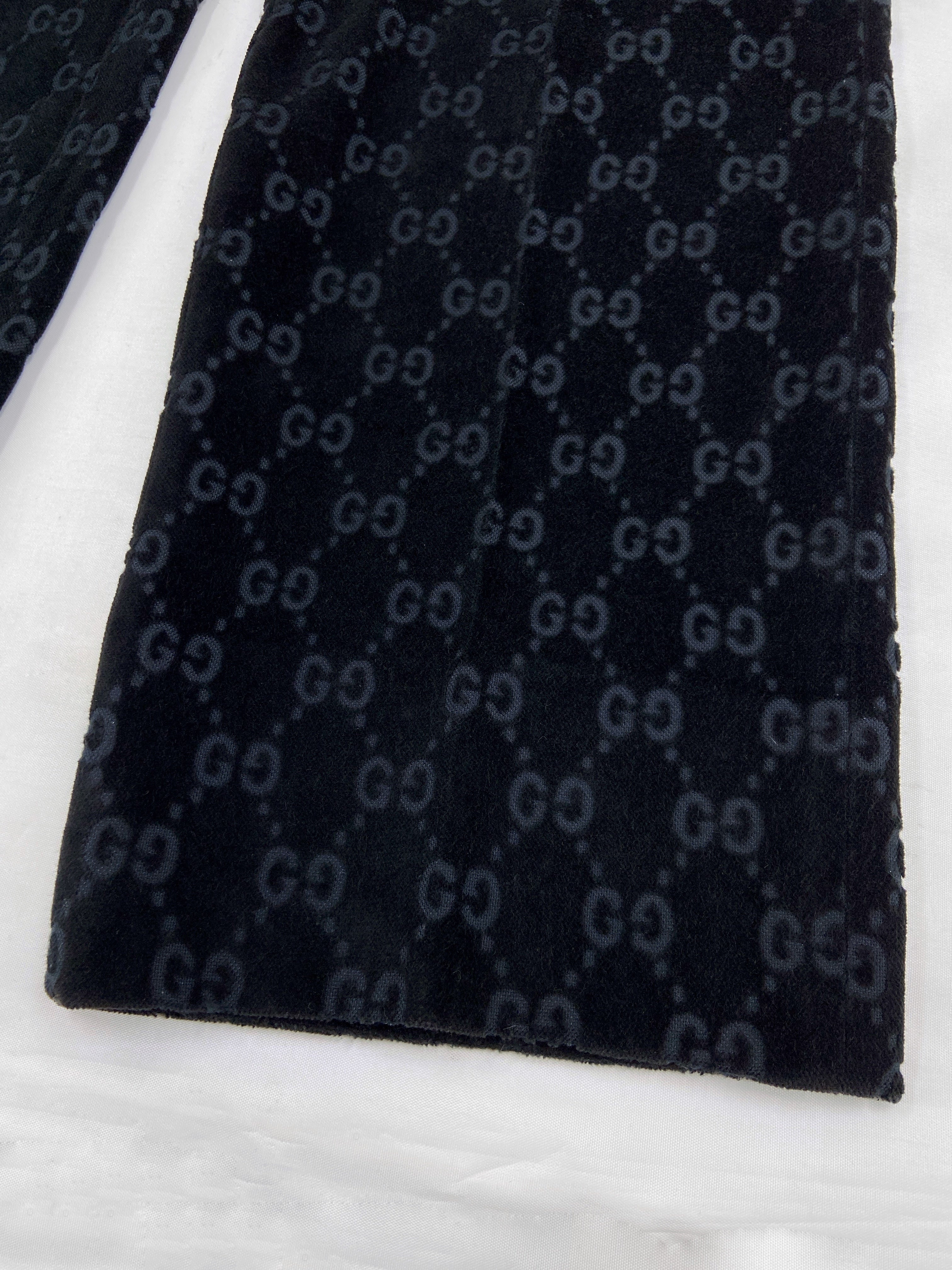 Gucci Fall 1997 Tom Ford Men’s Navy Monogram Velvet Trousers Pants 44 - 17