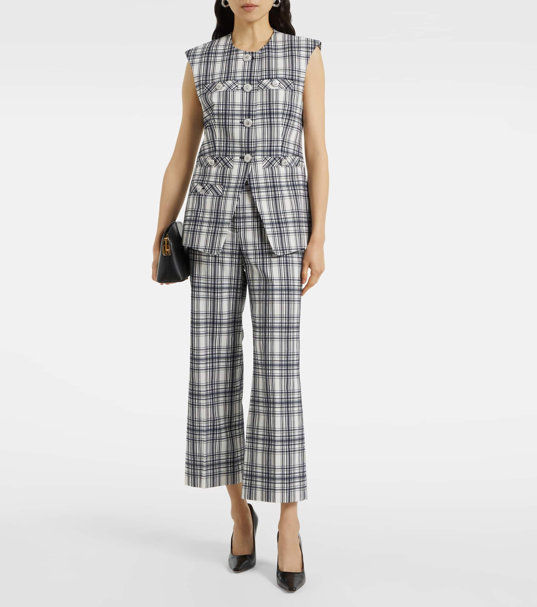 Tamara plaid cotton-blend vest - 2