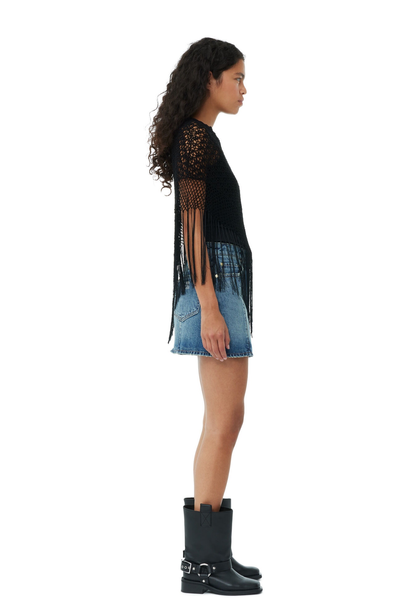 BLACK SHEER LACE PONCHO - 5