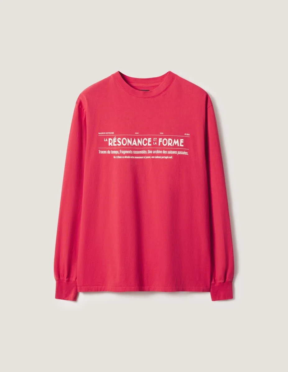 MAISON KITSUNE X KURO FADED RED LONG SLEEVE TEE - 1