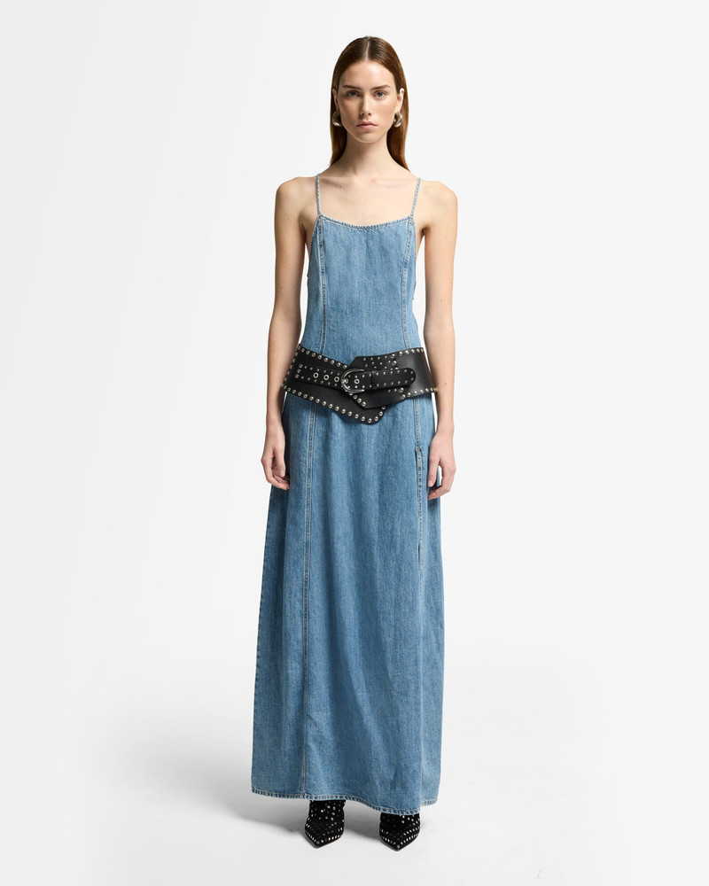 Indigo Linen Sleeveless Maxi Dress in Arizona 3