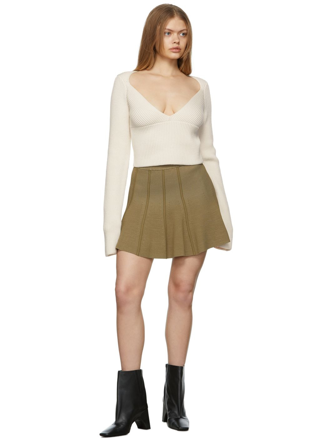 Beige Kold V-Neck Sweater - 4