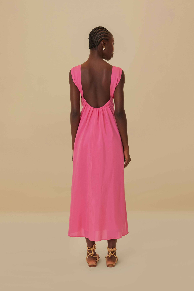 Pink Floral Details Sleeveless Midi Dress 4