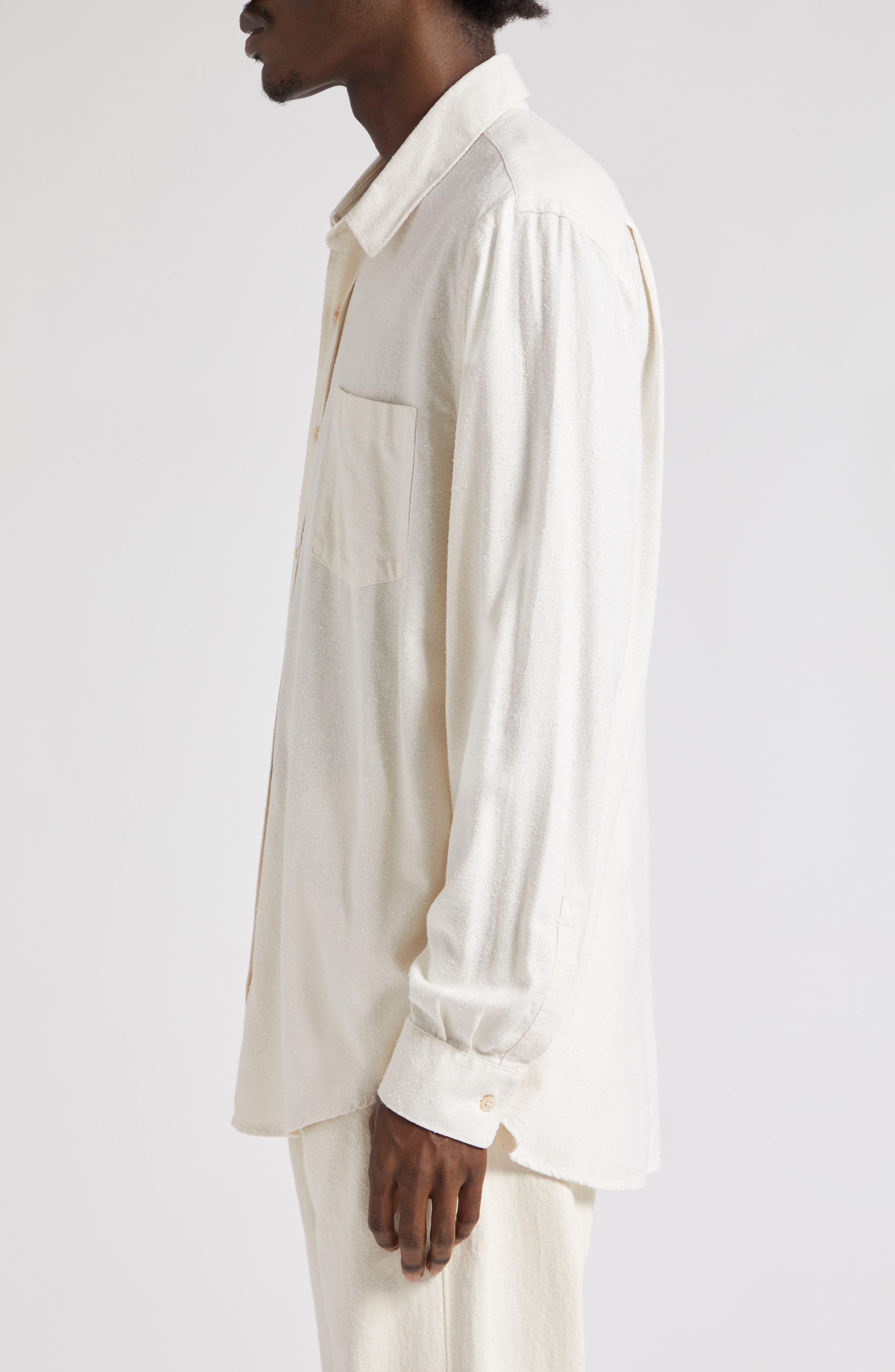 OUR LEGACY Classic Silk Button-Up Shirt in White Silk at Nordstrom - 3