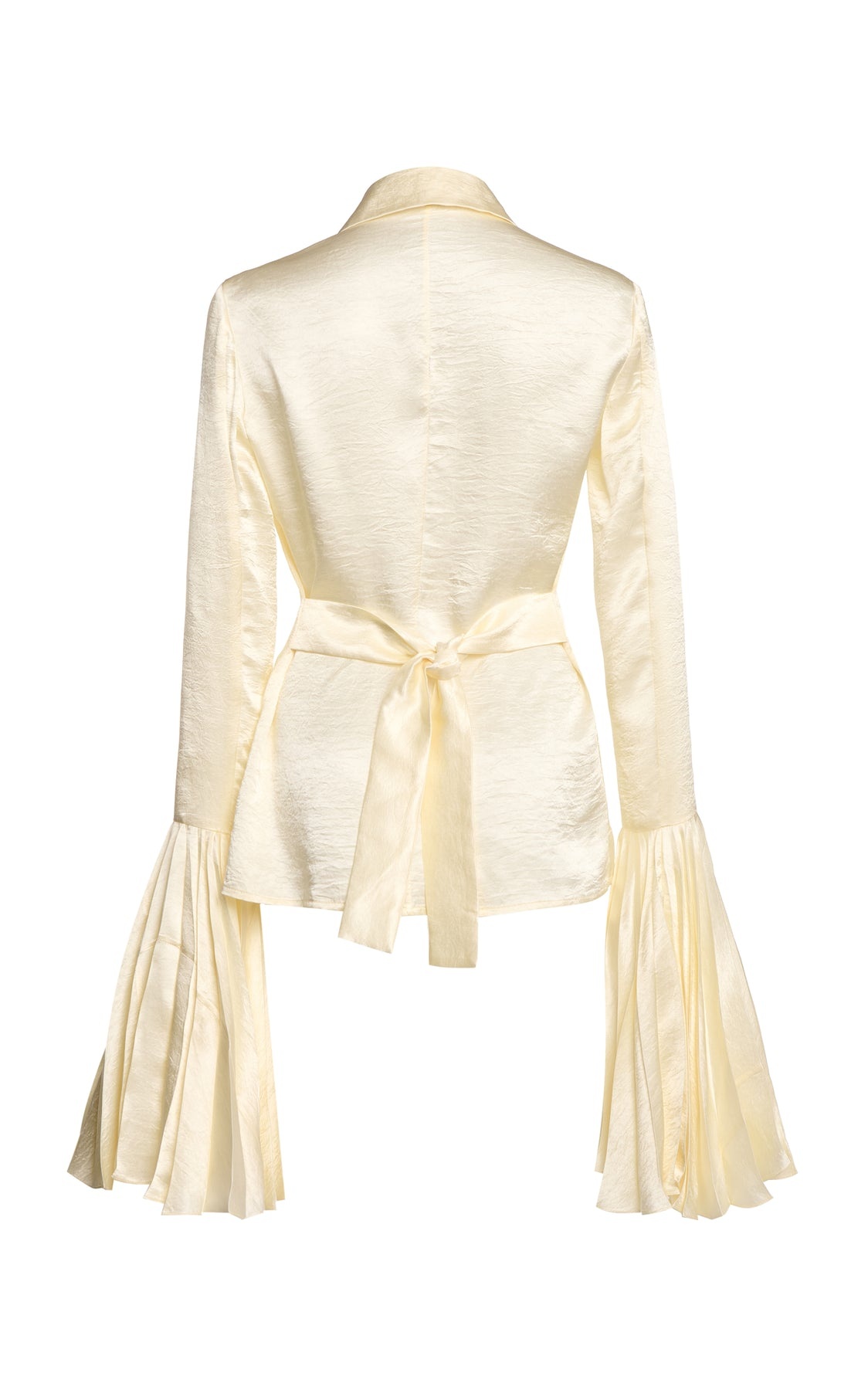 SATIN SHIRT WITH PLEATED BELL SLEEVES IVORY - 14