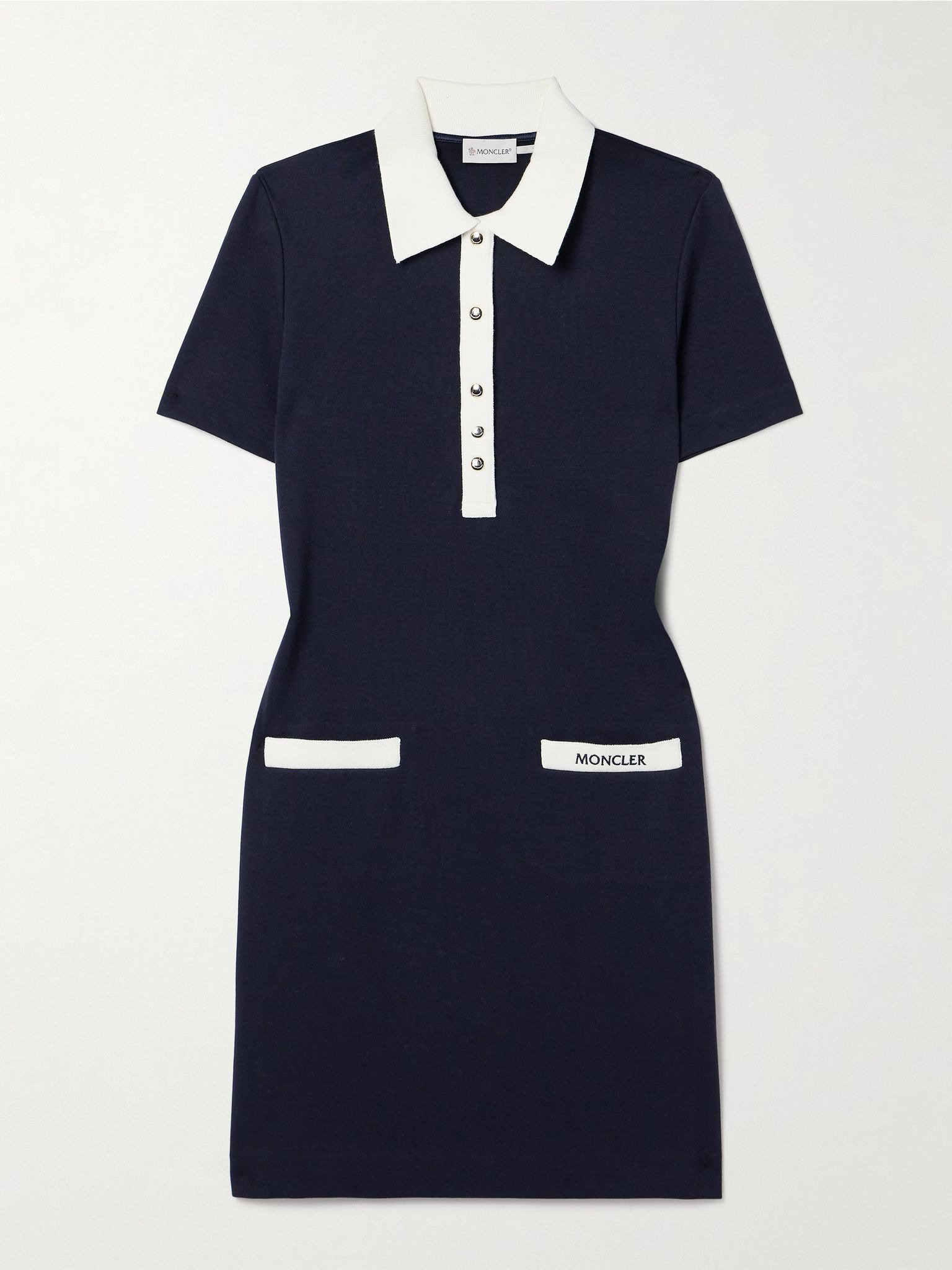 Cotton-blend jersey mini dress Navy - 1