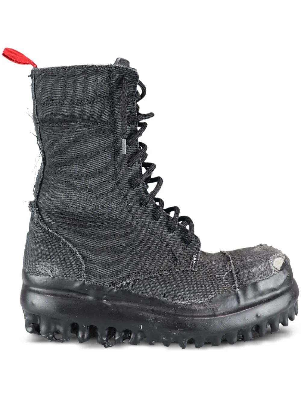 Miner lace-up frayed boots - 1
