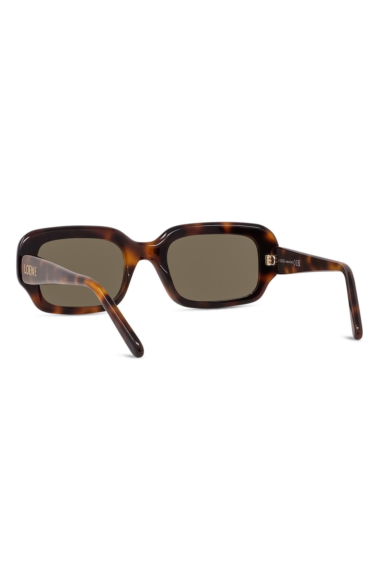 Loewe 51mm Rectangular Sunglasses in Dark Havana /Green at Nordstrom - 5