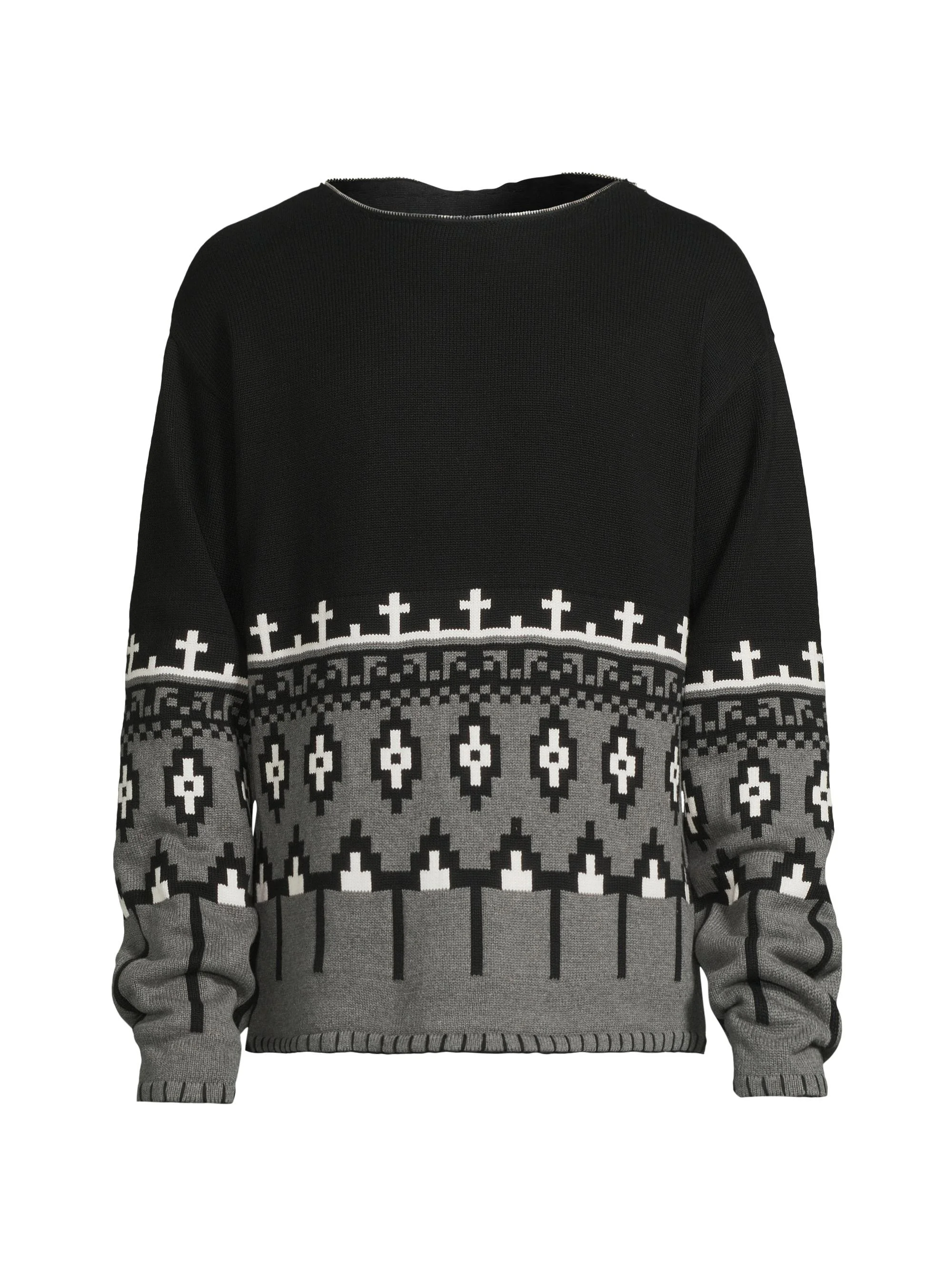 Men's Boo Cotton Sweater - Black Grey - 1