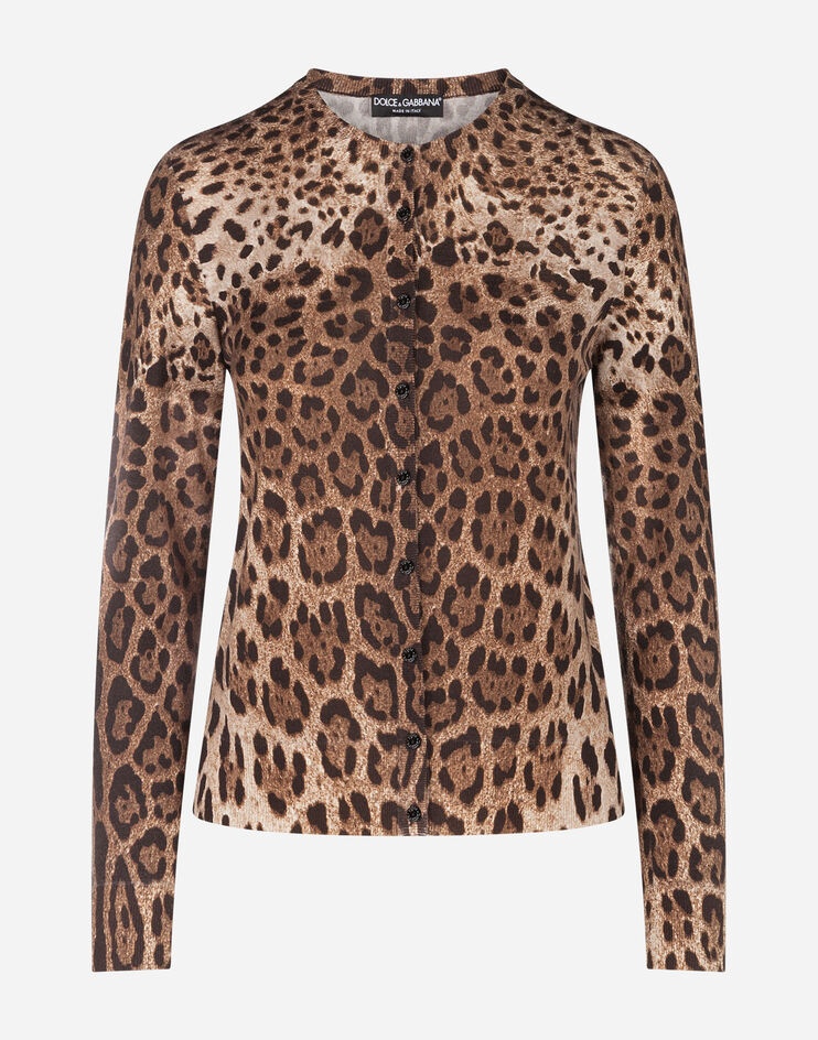 Woolen cardigan with leopard print - 3