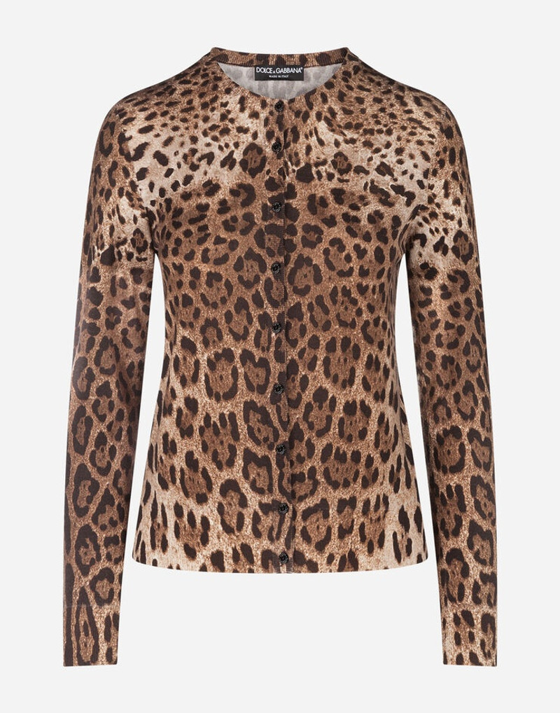 Woolen cardigan with leopard print 3