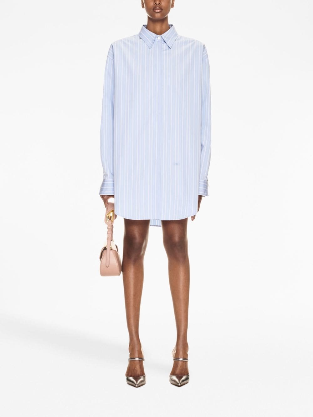 zip-detail pinstriped poplin shirt - 2