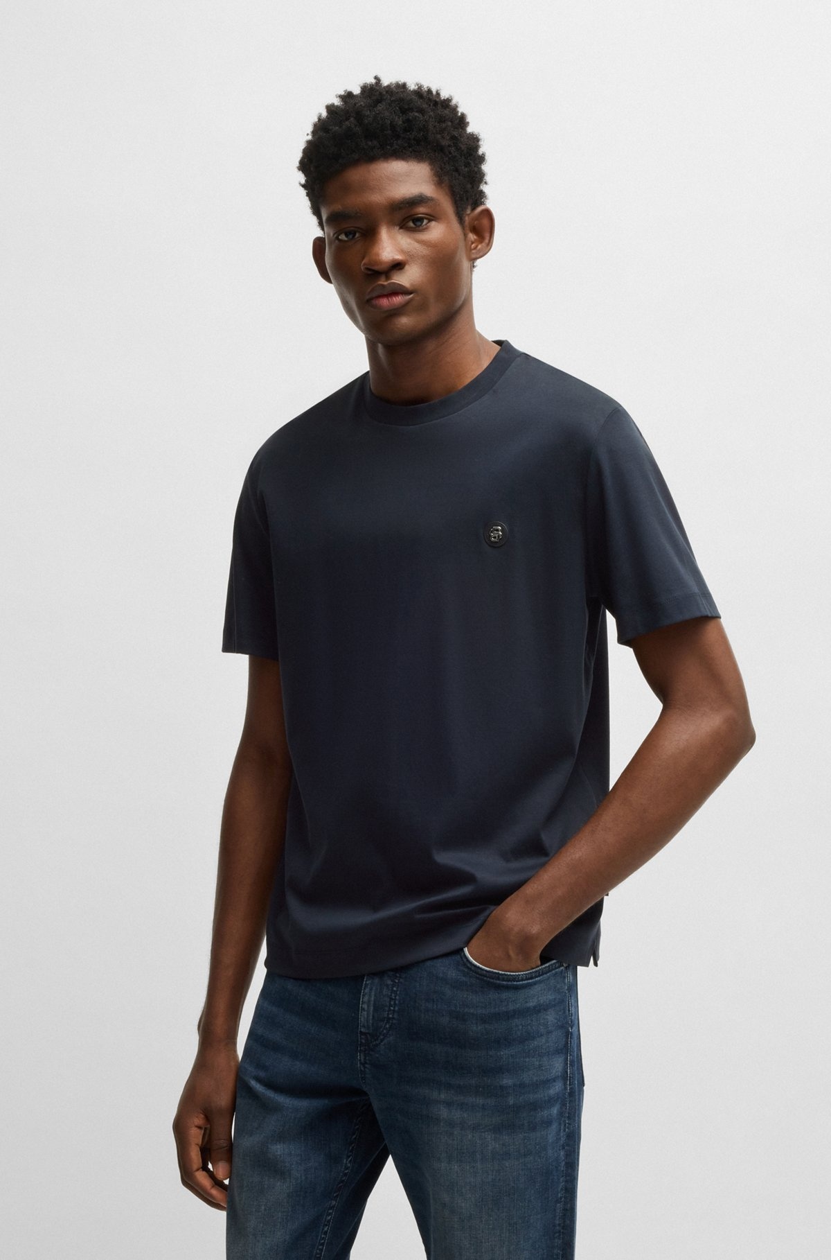 REGULAR-FIT T-SHIRT IN COTTON WITH MONOGRAM PRINT - 2
