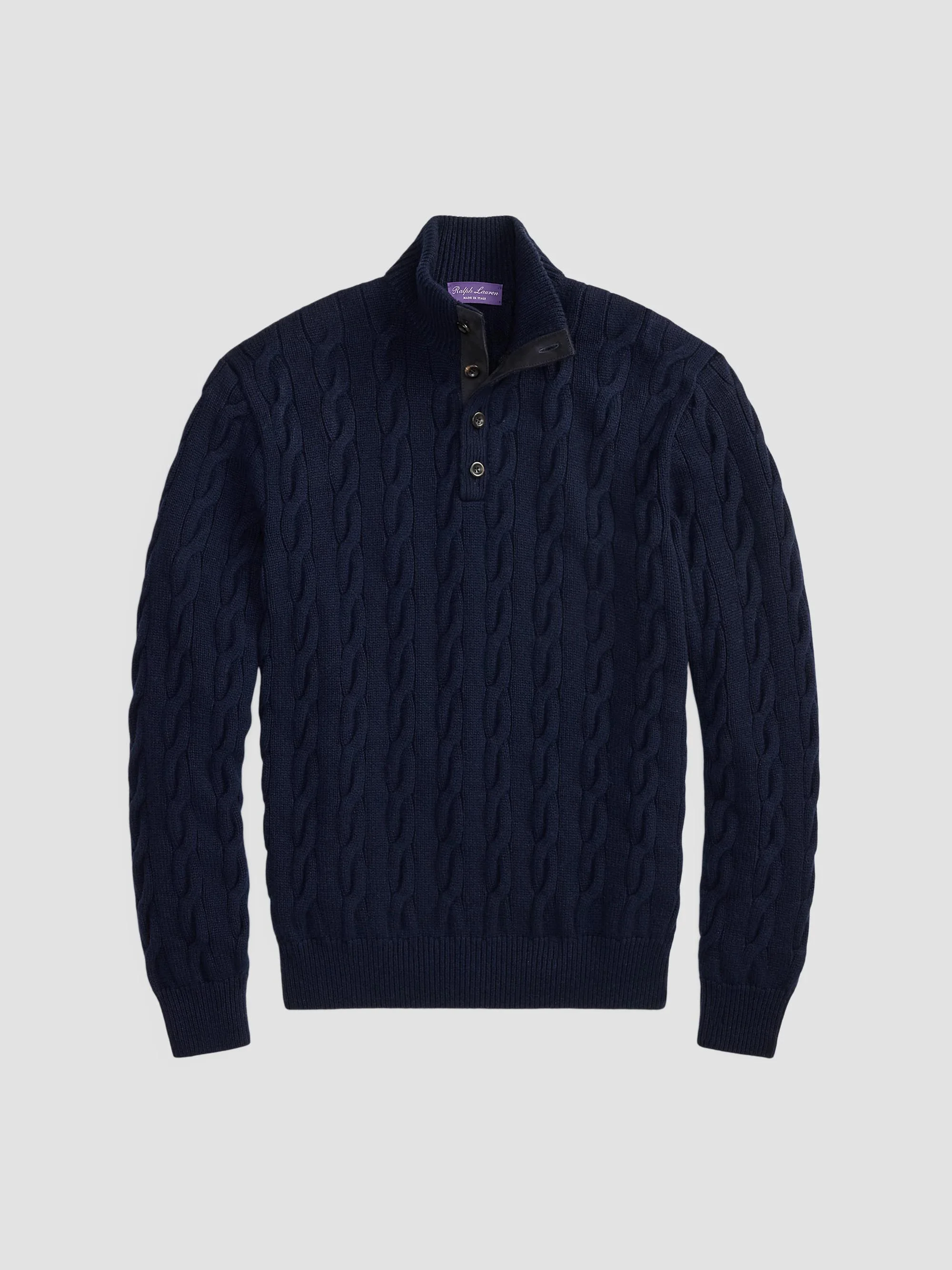 Men's Cable-Knit Cashmere Sweater - Classic Chairman Navy - 1
