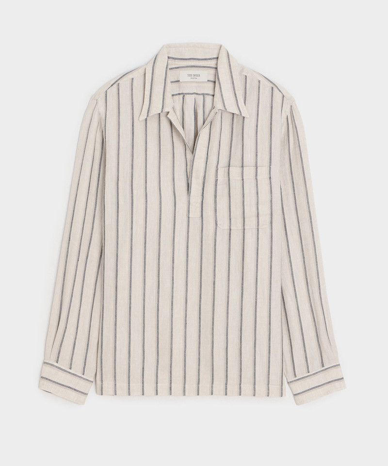 Striped Linen Popover Shirt 1