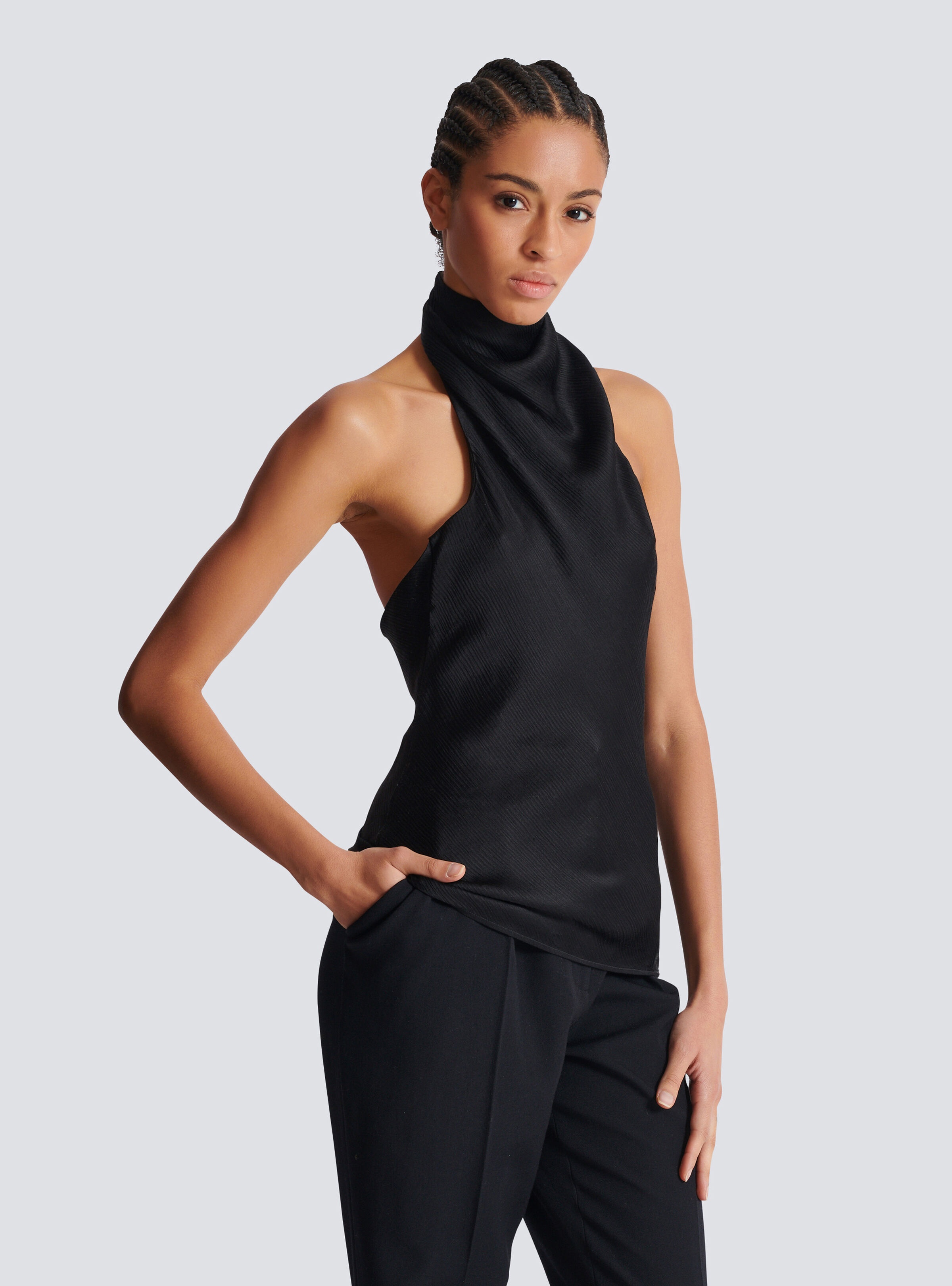Backless crepe satin top - 6