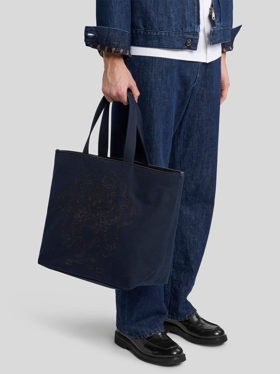 MAXI TOTE BAG WITH OCTOPUS EMBROIDERY - 2
