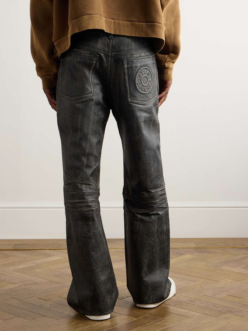 2021 Sanding Straight-Leg Panelled Distressed Leather Trousers 4