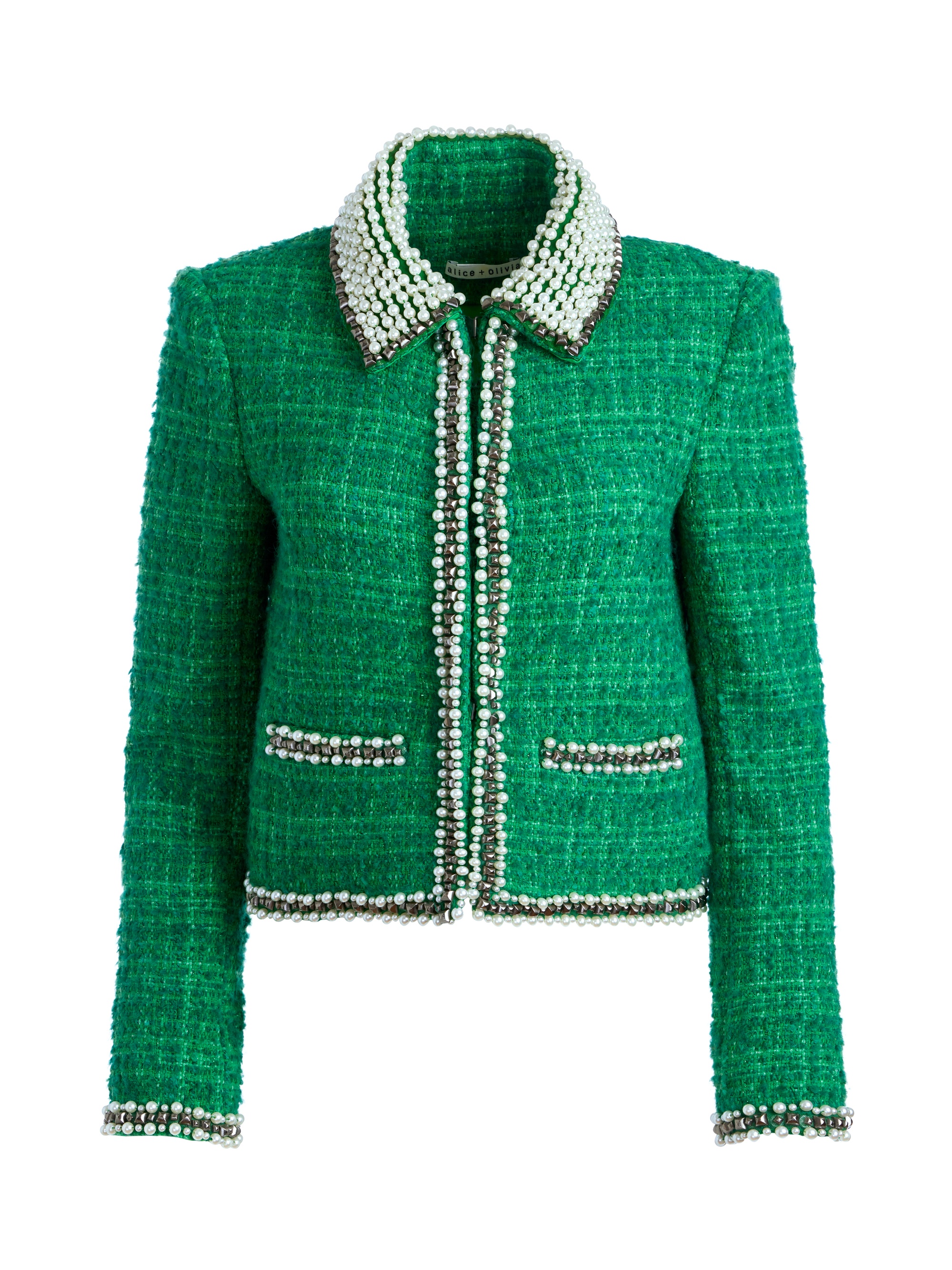 KIDMAN PEARL EMBELLISHED COLLARED JACKET - 1