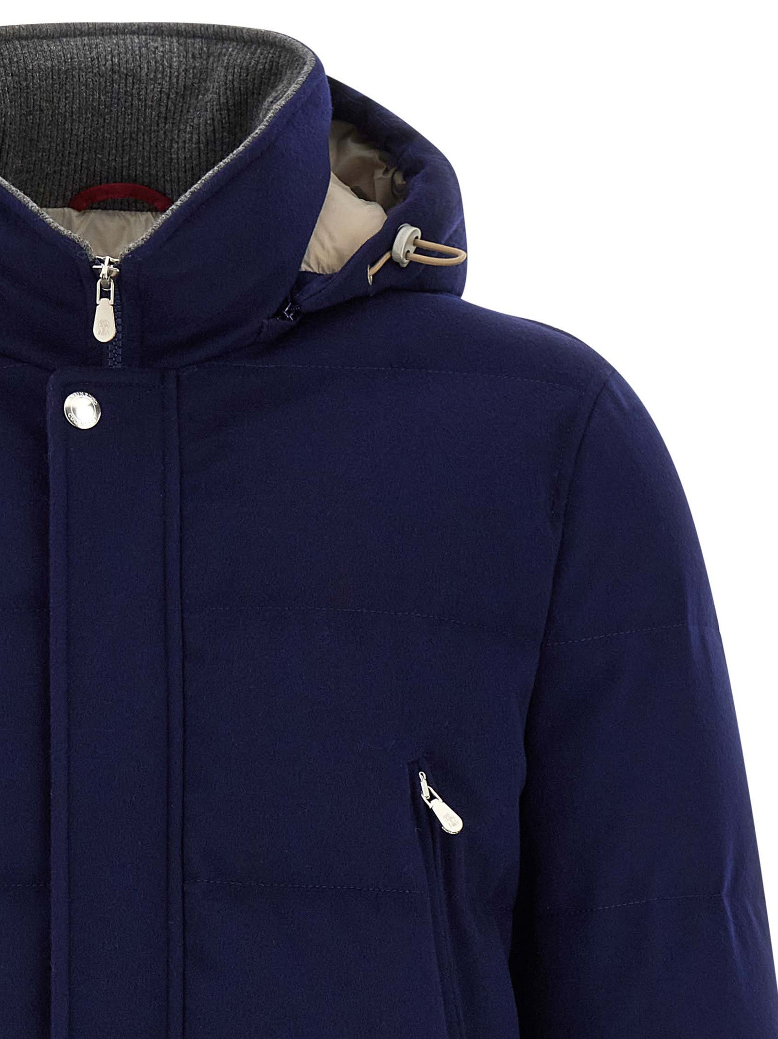 Flannel Down Jacket Puffer Jackets Blue - 3