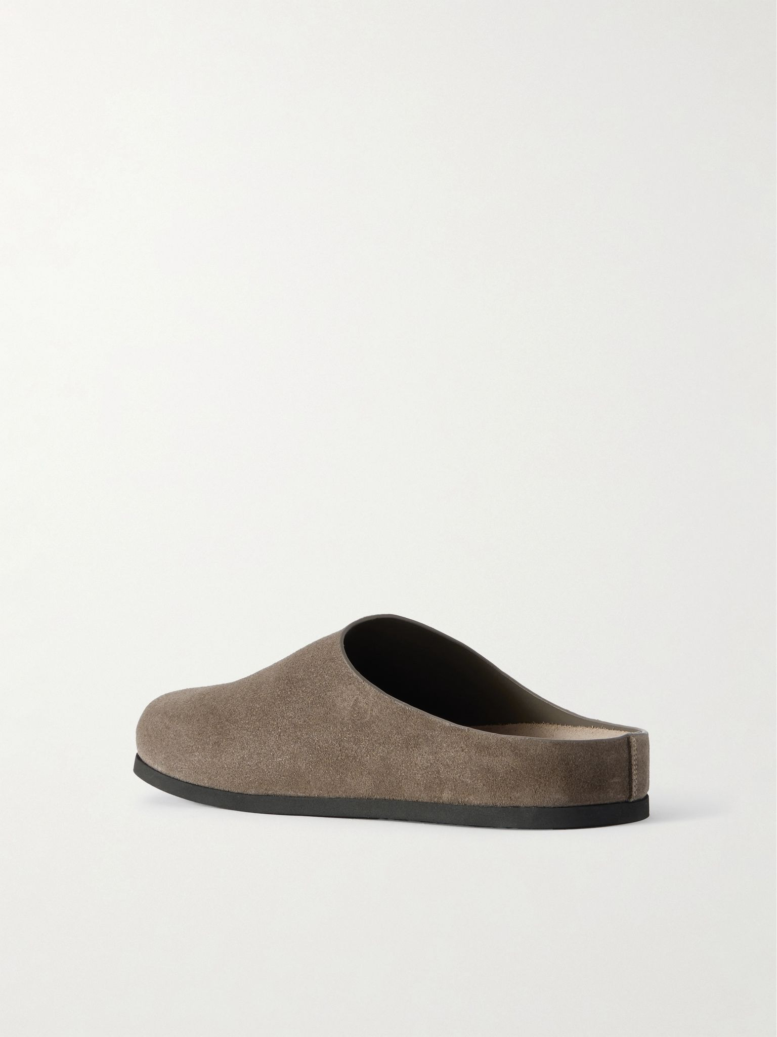 Logo-Debossed Suede Clogs Brown - 4