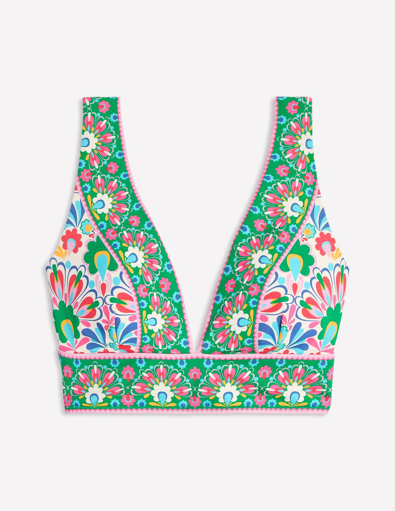 Porto V-neck Bikini Top-Multi, Decorative Dandelion - 1