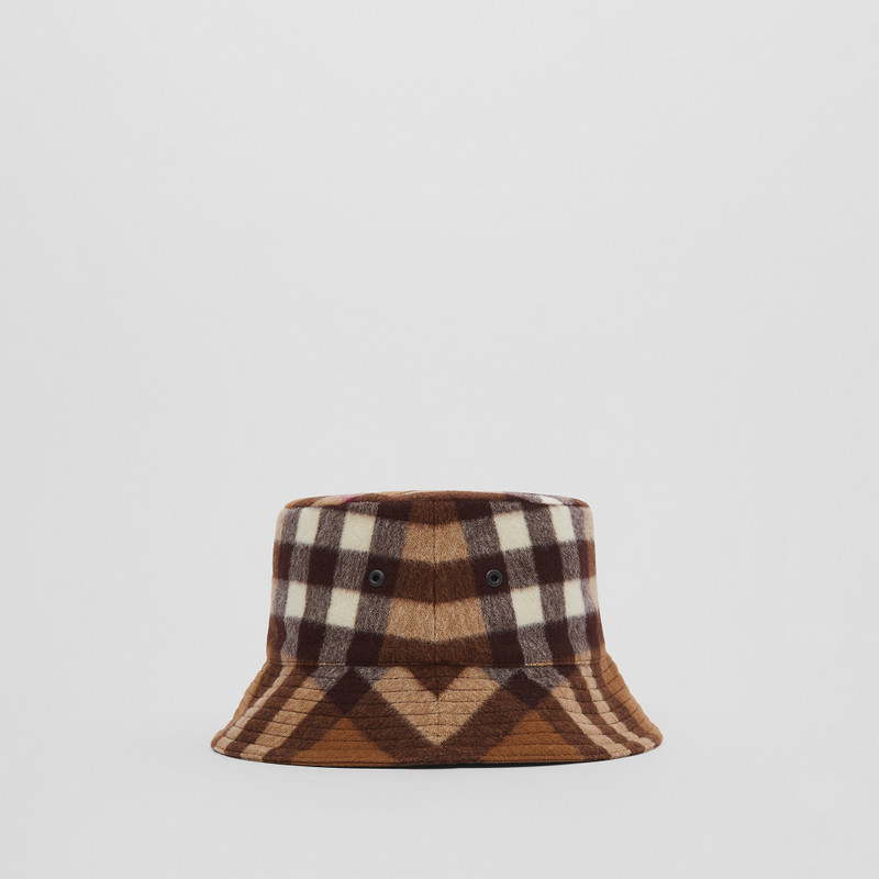 Exaggerated Check Wool Bucket Hat 7