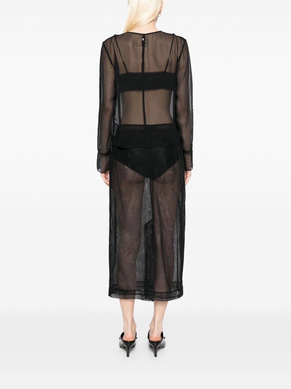 chiffon lace-trim blouse - 4