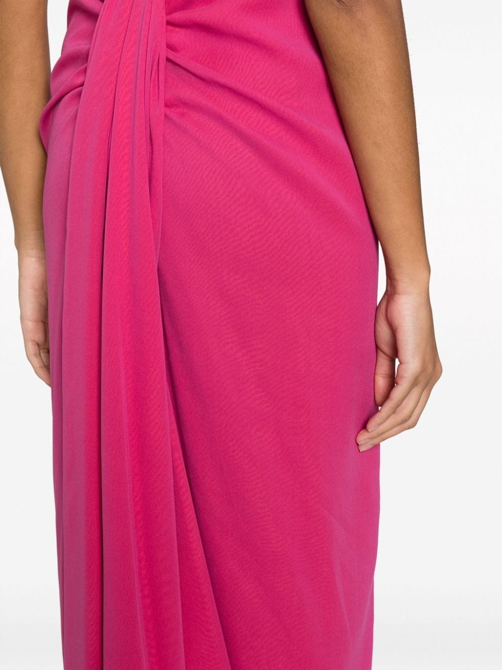 drape-detailing silk midi dress - 5