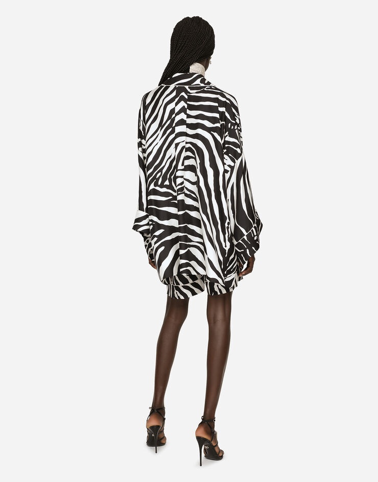 Zebra-print twill pajama shorts - 3