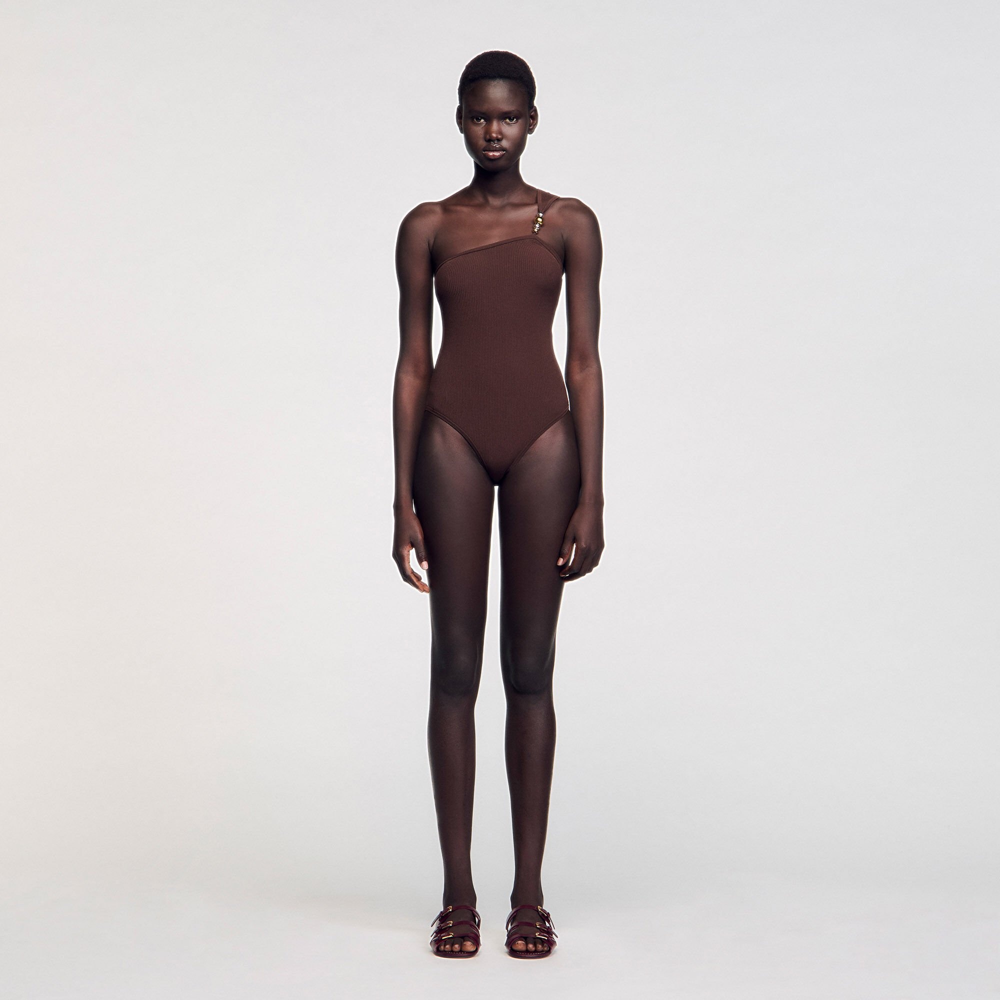 ASYMMETRIC LEOTARD WITH BEAD DETAIL - 2