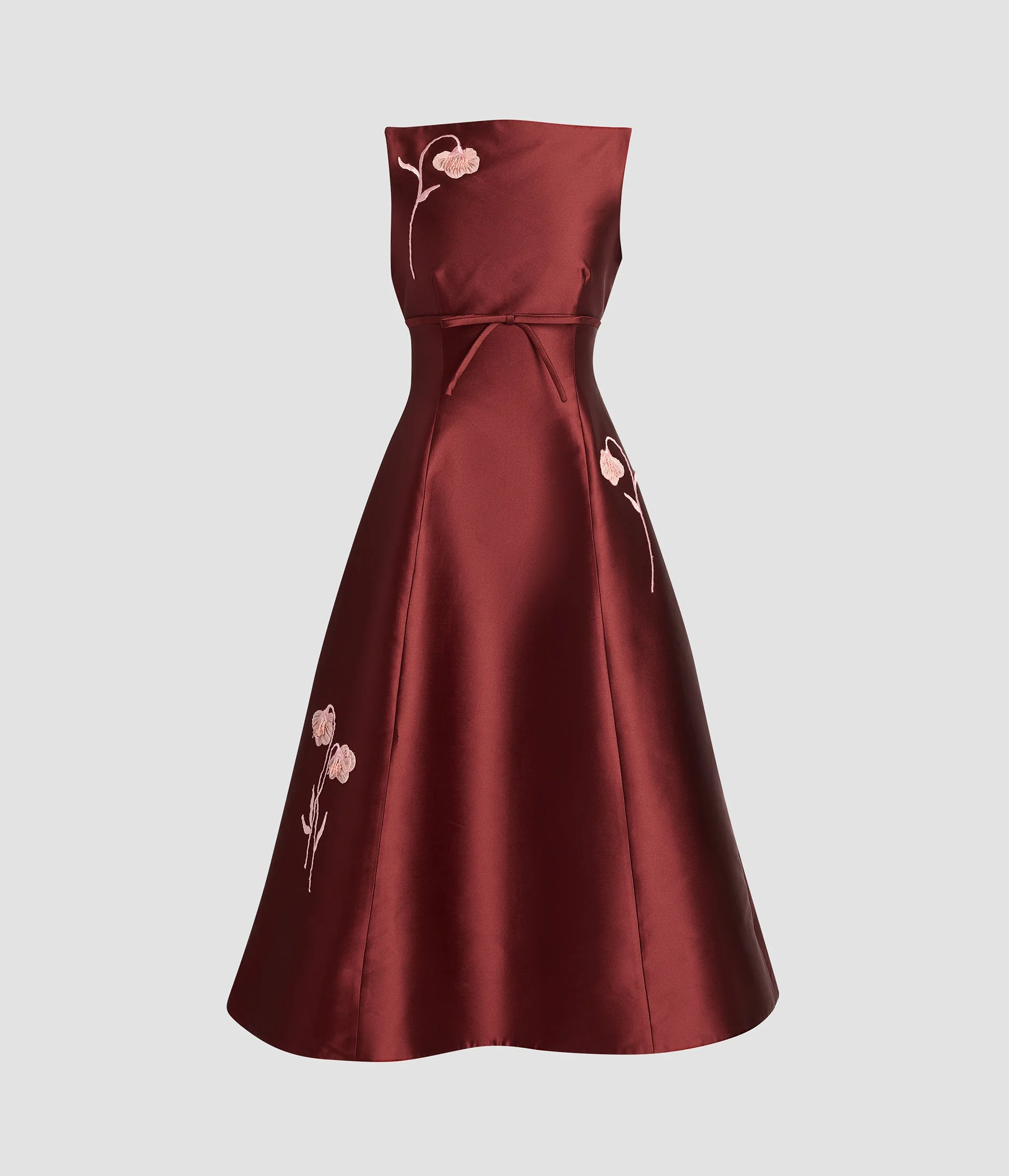 EMBROIDERED MIKADO SLEEVELESS MIDI DRESS - 1