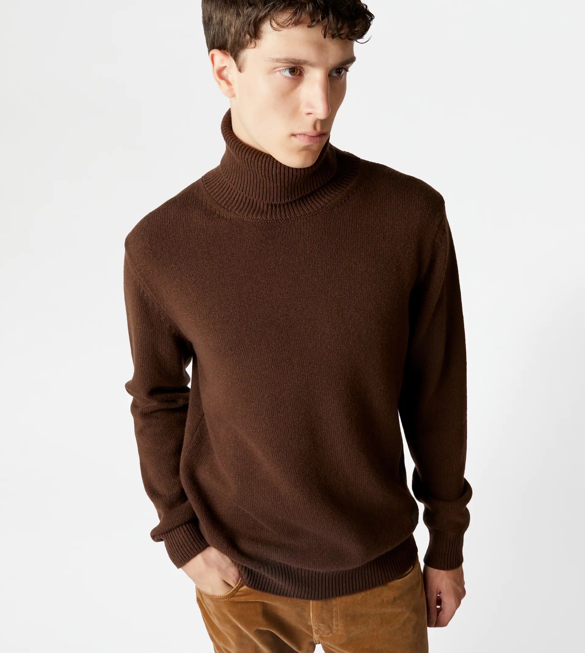TOD'S CASHMERE BLEND TURTLENECK - BROWN - 6
