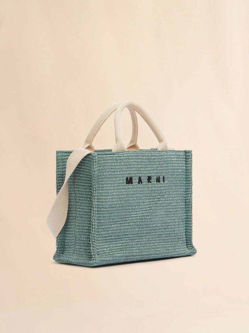 GREEN-COLOURED RAFFIA-EFFECT SMALL TOTE BAG - 6