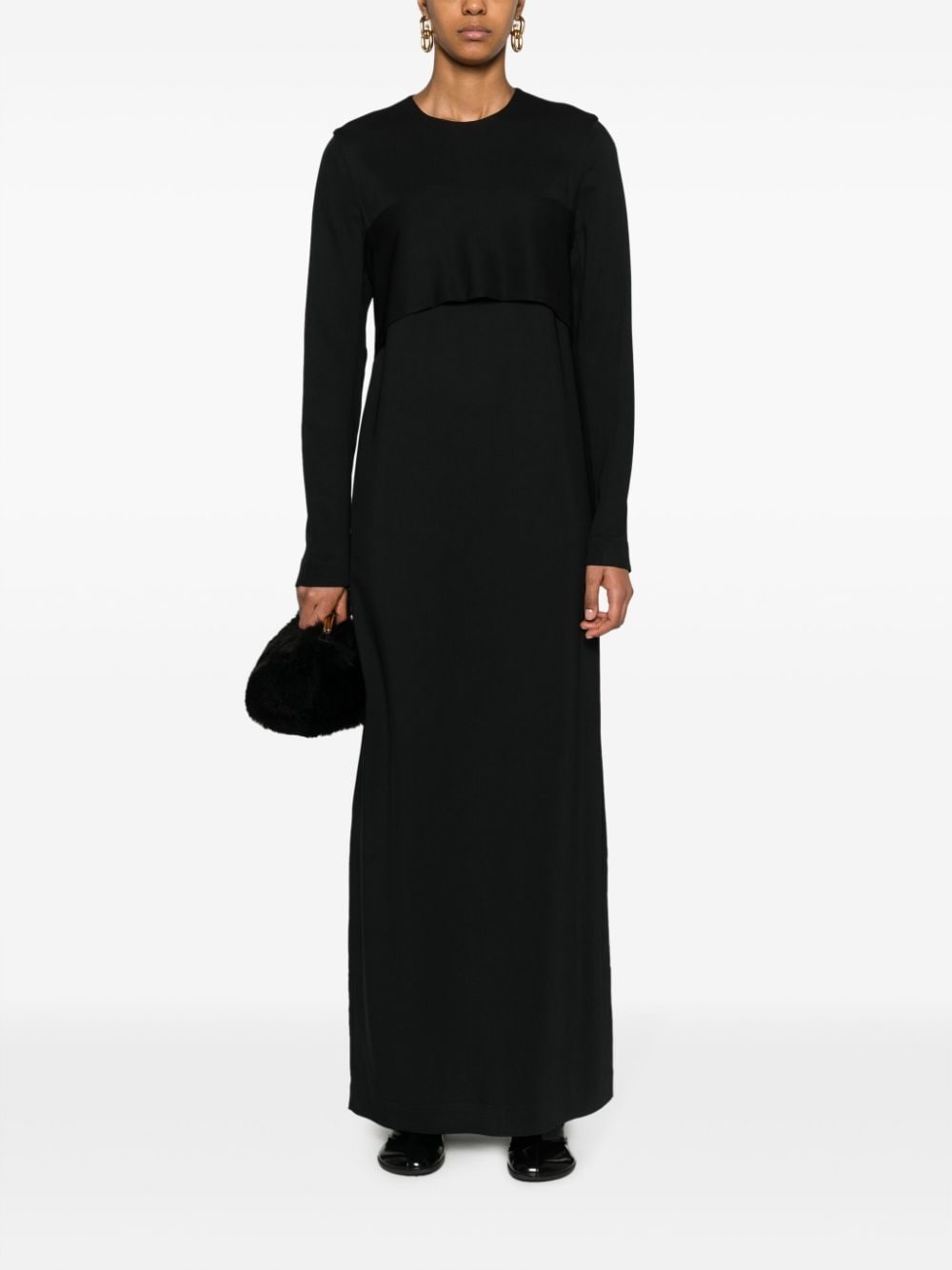 draped crepe maxi dress - 2