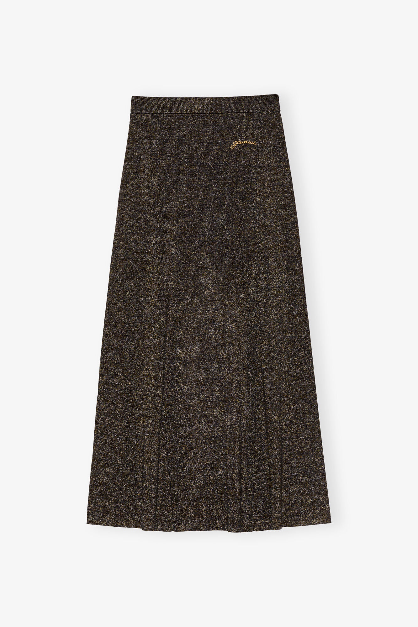 BLACK AND GOLD SPARKLE RIB MAXI SKIRT - 1