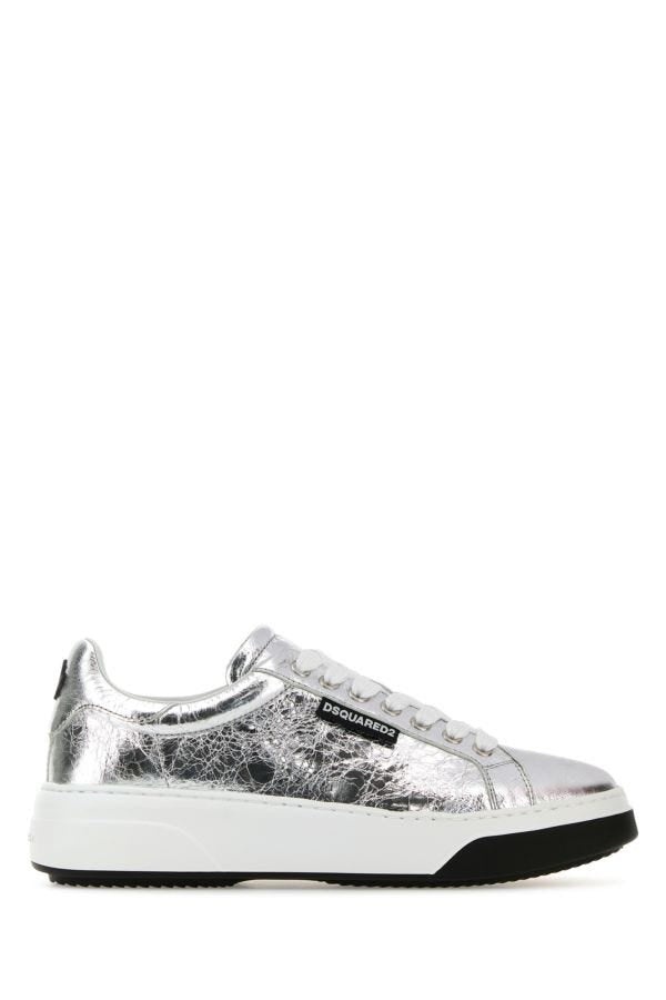 Dsquared Woman Silver Leather Bumper Sneakers - 1