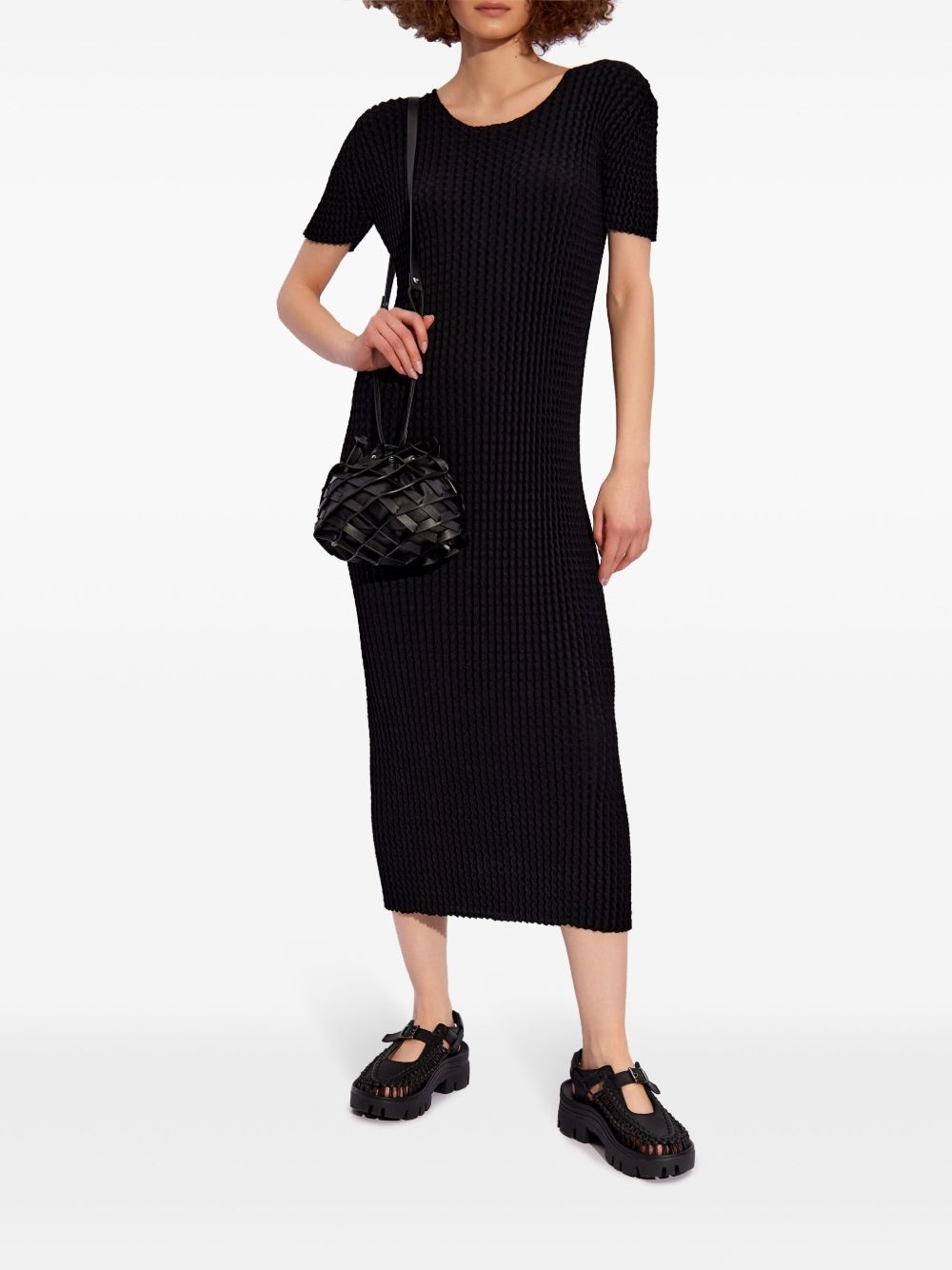 seersucker short-sleeve midi dress - 2