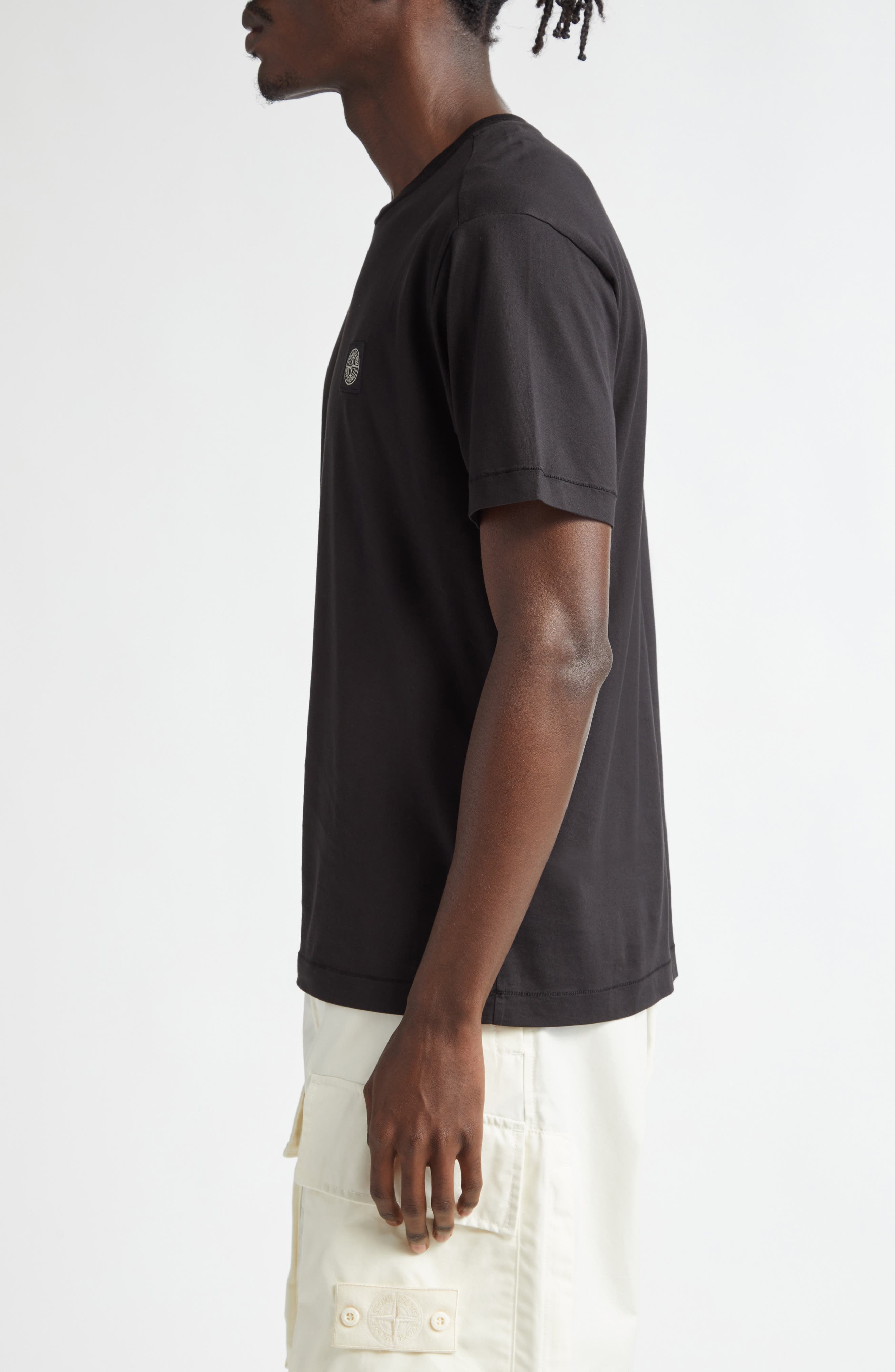 Stone Island Logo Patch Cotton T-Shirt in Black at Nordstrom - 3