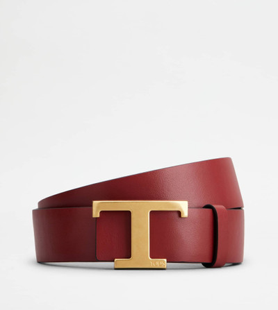 Tod's T TIMELESS REVERSIBLE BELT IN LEATHER - RED, BLACK outlook