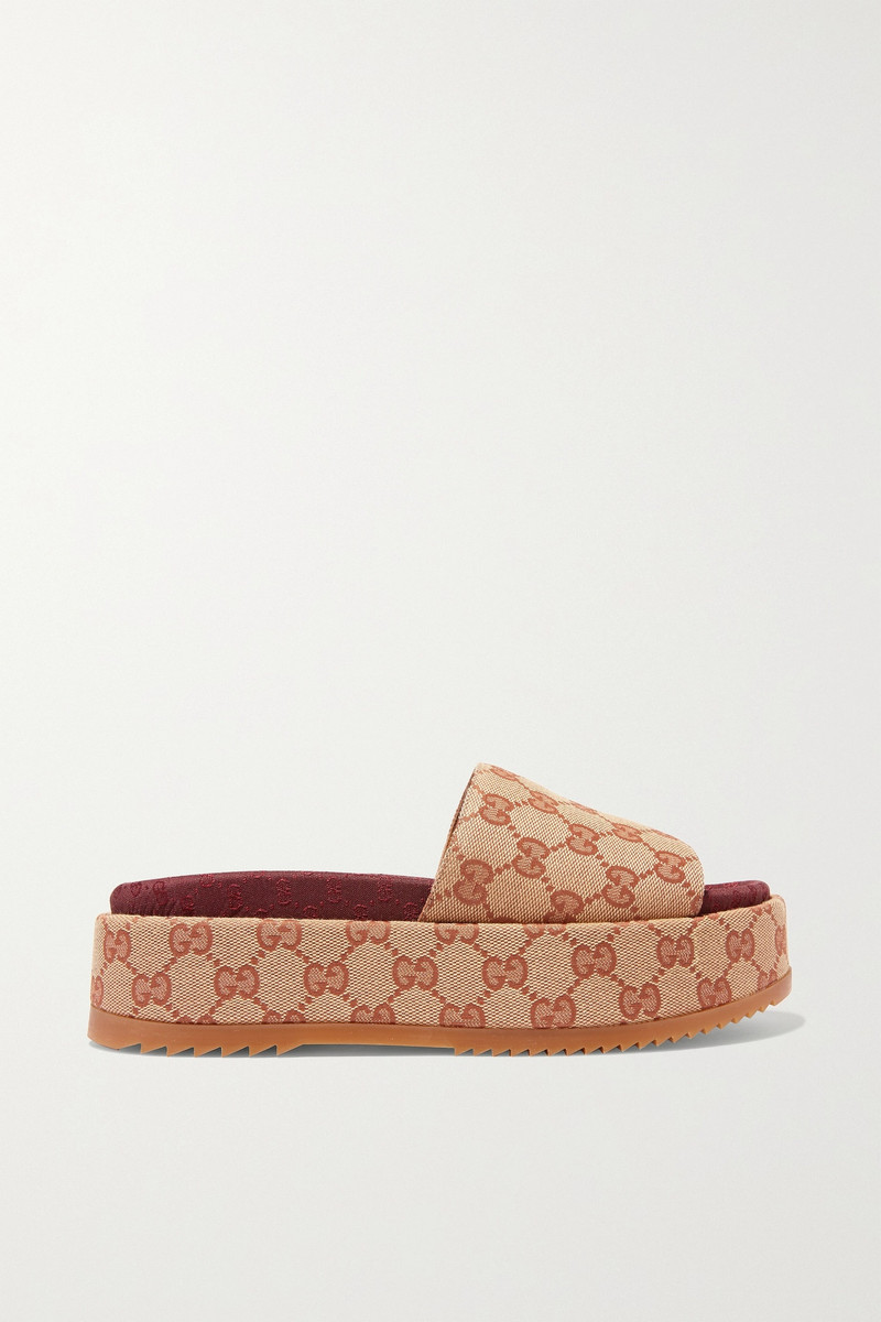 Angelina logo-jacquard coated-canvas platform slides - 1