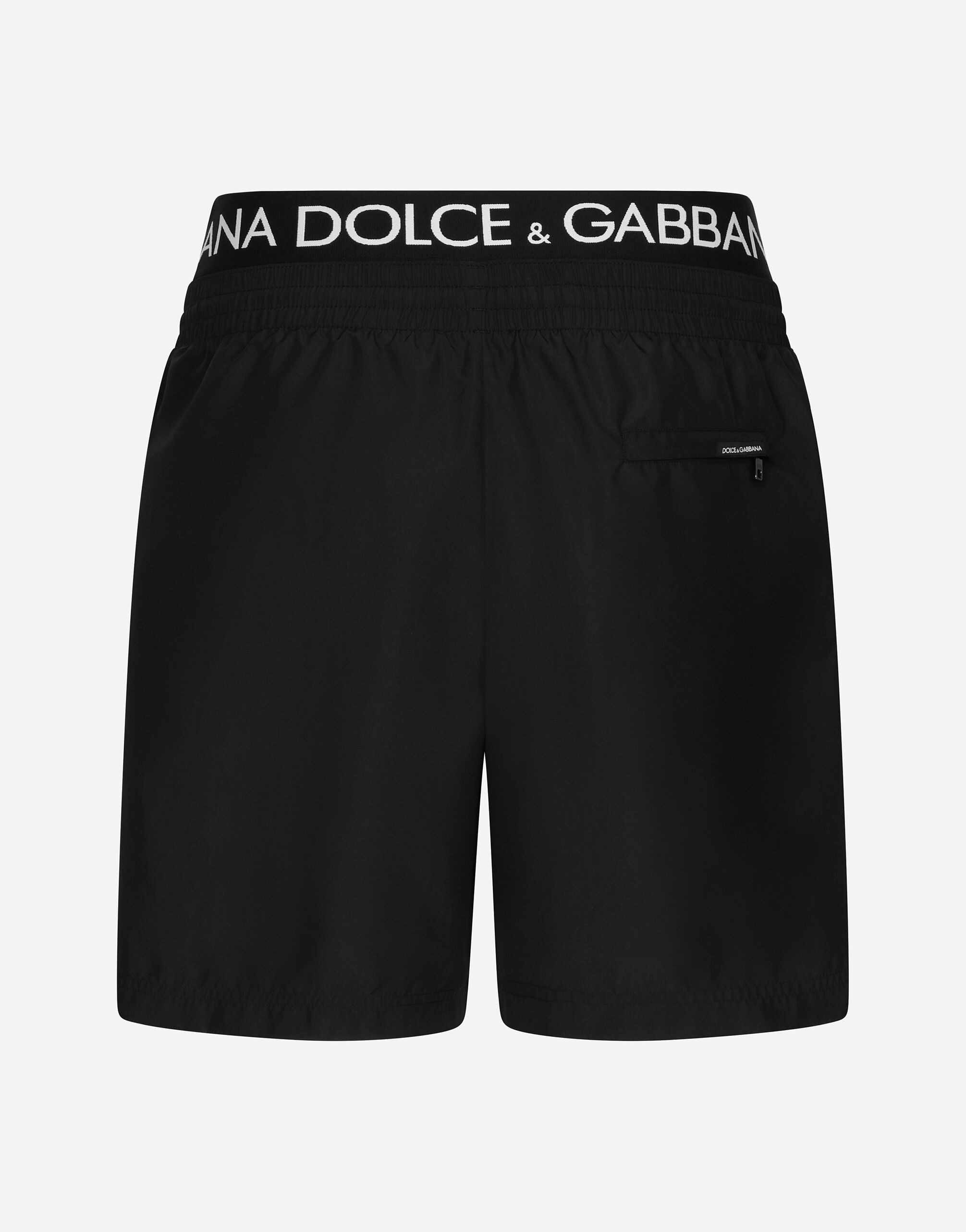 Mid-length swim trunks with branded band - 2