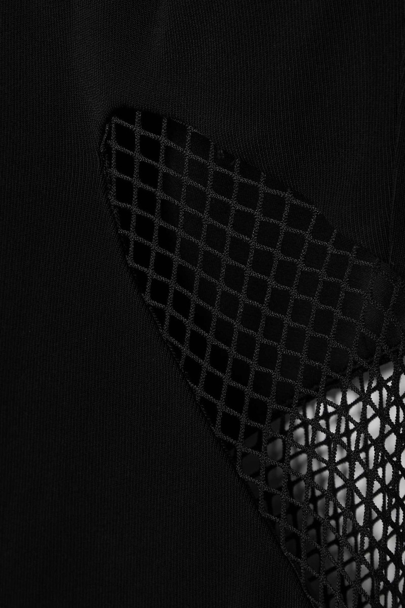 Paneled stretch-crepe and mesh mini dress 4