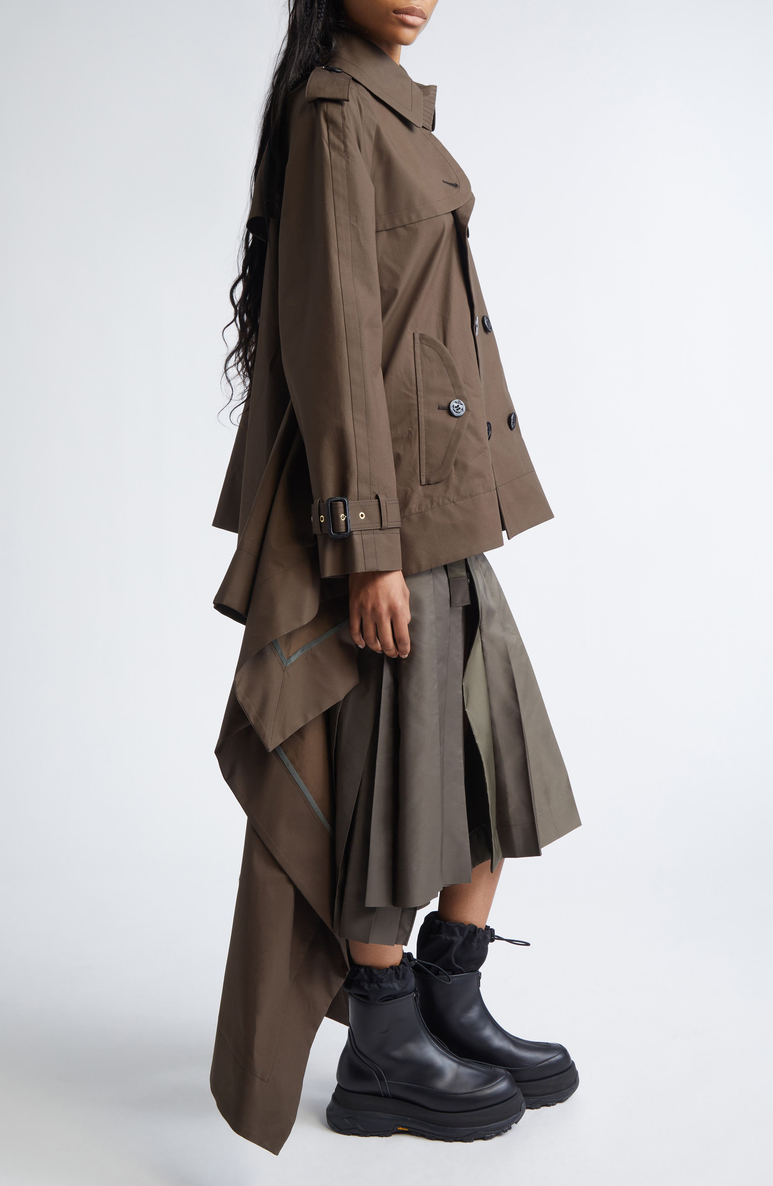 Sacai Cascade Panel Trench Coat in Brown at Nordstrom - 5