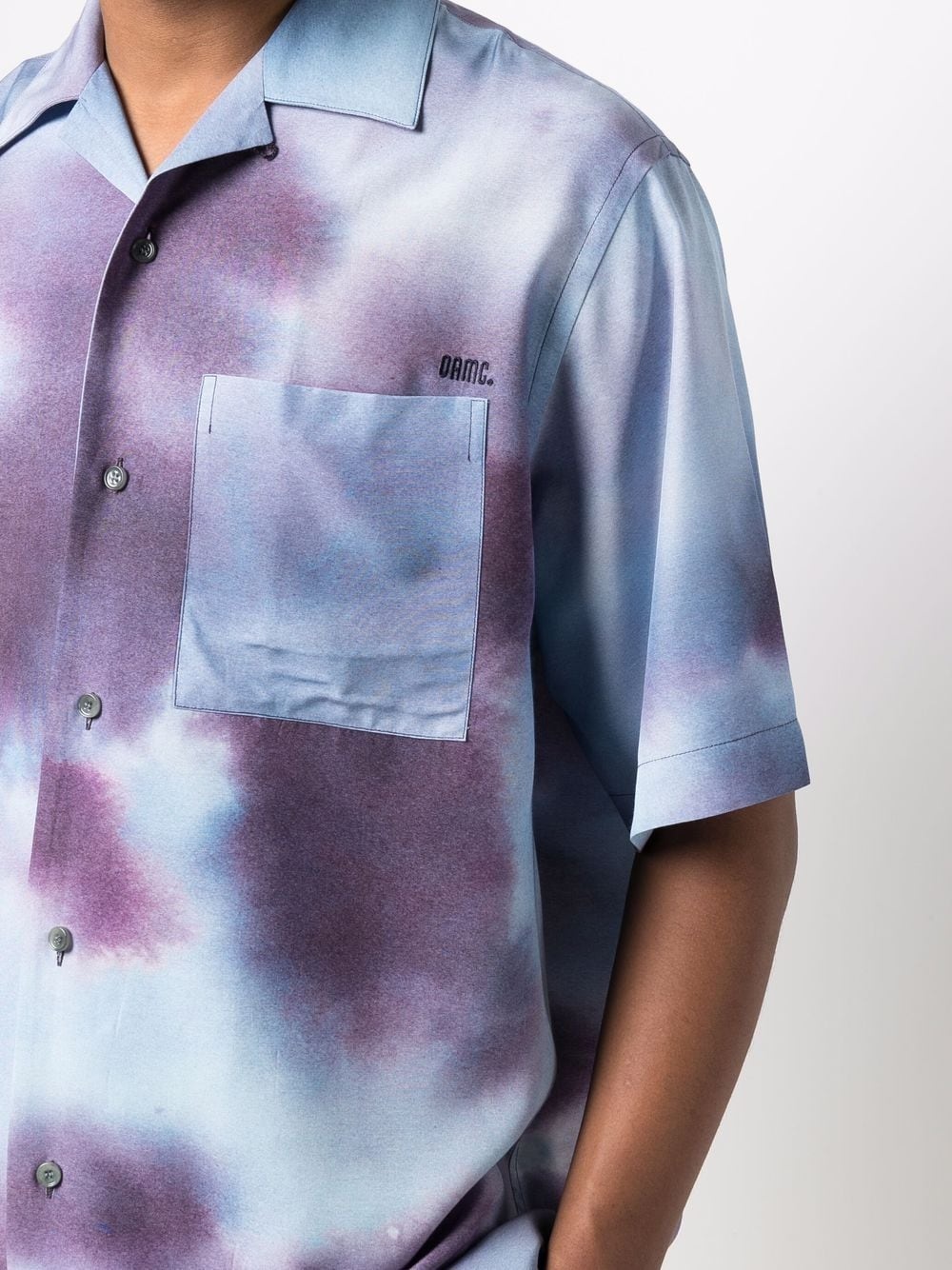 tie-dye print bowling shirt - 5