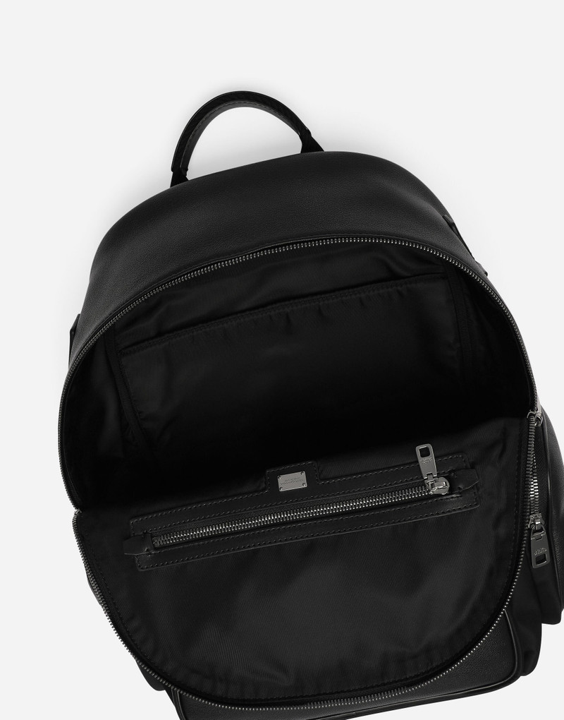 Grainy calfskin and nylon backpack 5