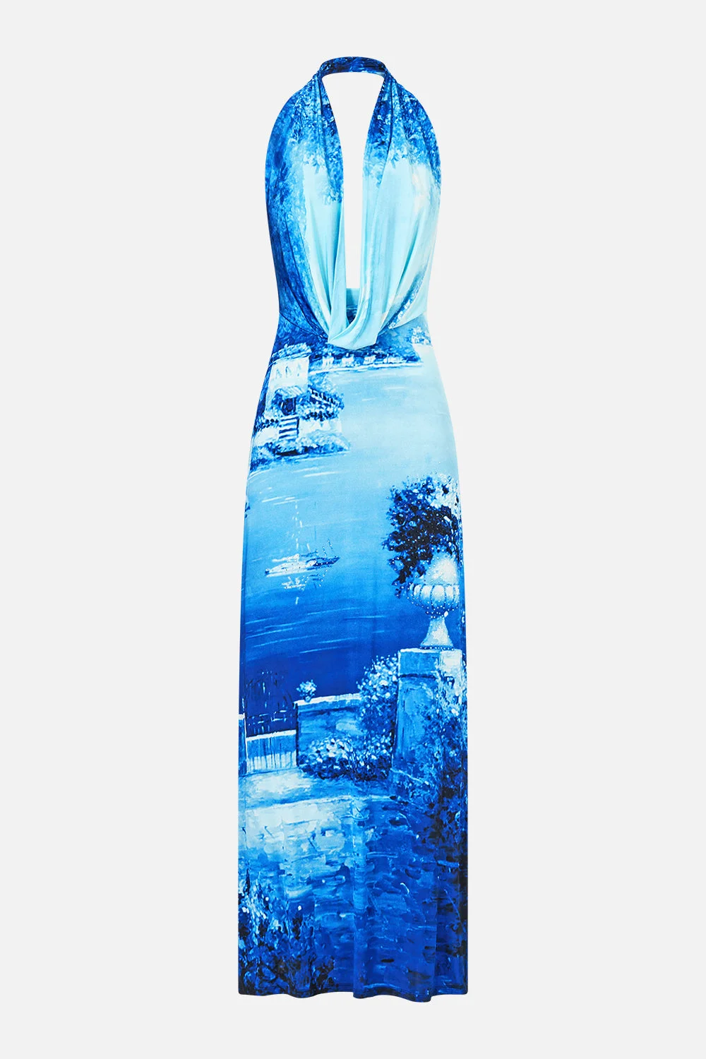 DEEP COWL PLUNGE DRESS SWEET SACRÉ BLEU - 1